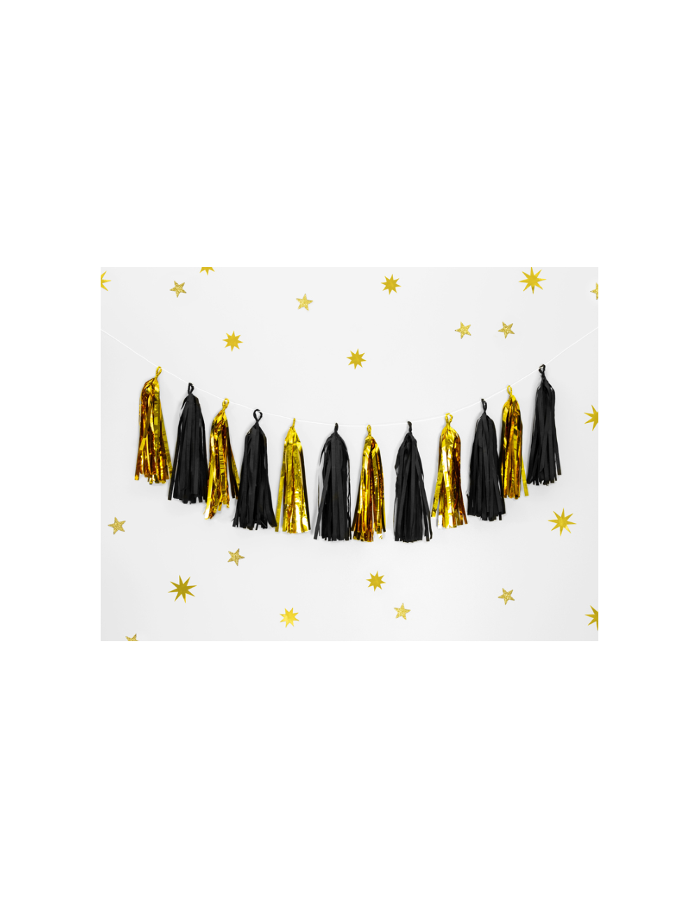 black and gold tassel garland