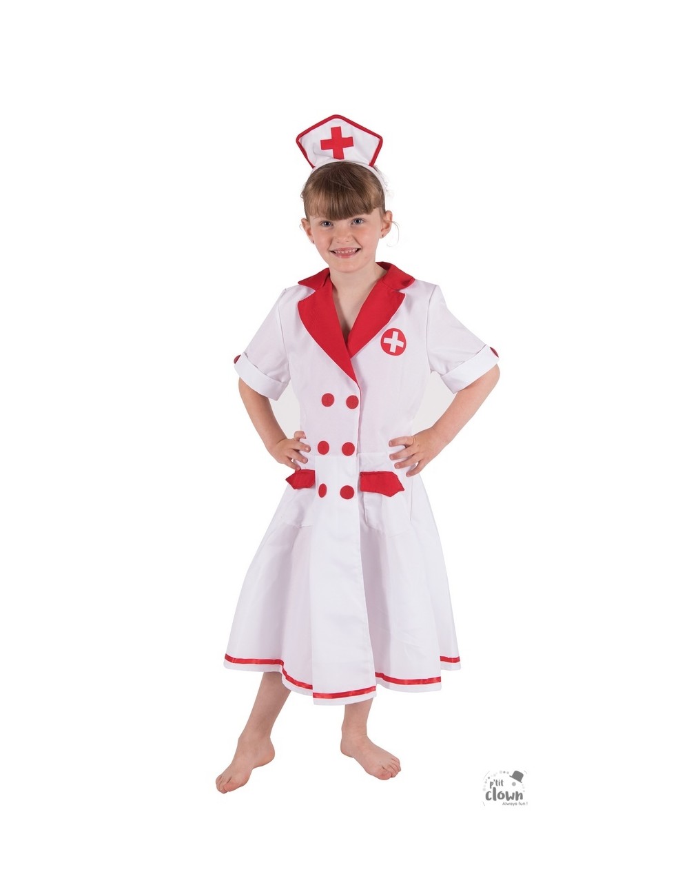 Infirmière En Uniforme Blanc Avec Une Ceinture Rouge
