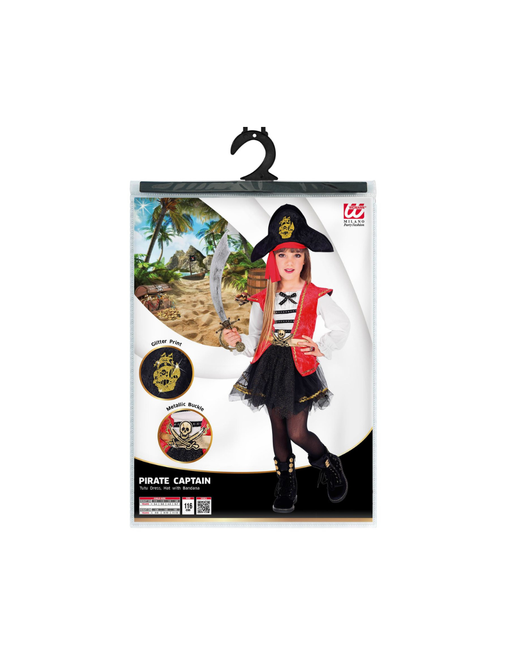 Widmann - Costume da Capitano Pirata per Bambina, 116 cm (4/5 anni), 06985