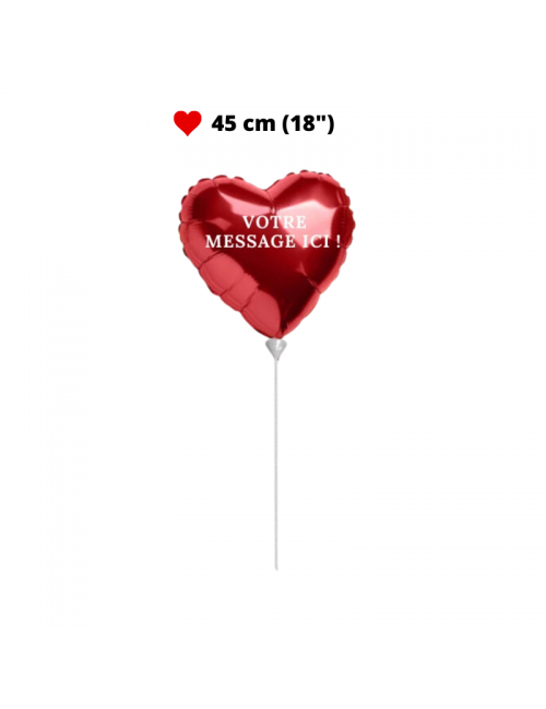 Ballon coeur rouge Saint Valentin gonflable air ou hélium