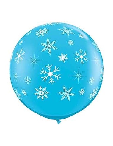 Ballon Latex Bleu Flocons...