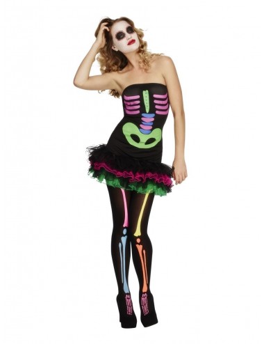 Neon Skeleton Woman Costume