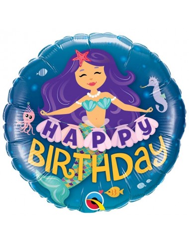 Ballon Happy Birthday Sirène